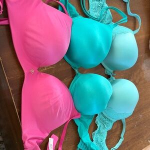 Victoria's Secret Pink and Teal Bras